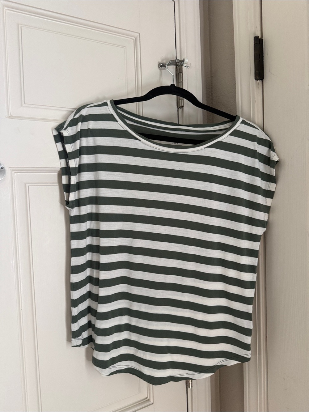 GAP Green and White Striped Cap Sleeve Top